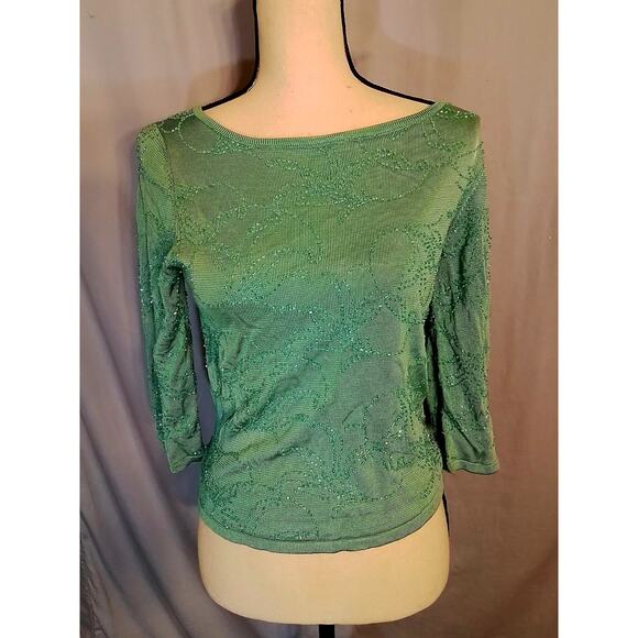 Carmen Marc Valvo beaded sweater - Picture 1 of 6